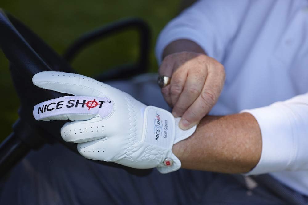 Nice Shot The Bird Men's Golf Glove in Premium White Cabretta Leather
