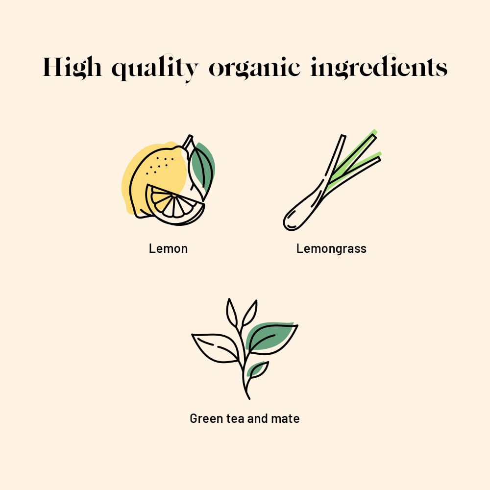 Kusmi Tea - Detox - Organic Blend of Green Tea, Mate & Lemon - Lemongrass, Rose Hip and Lemon Flavours - Enjoy Hot or Iced - Exotic Infusion Perfect for Tea Lovers - 20 Tea Bags