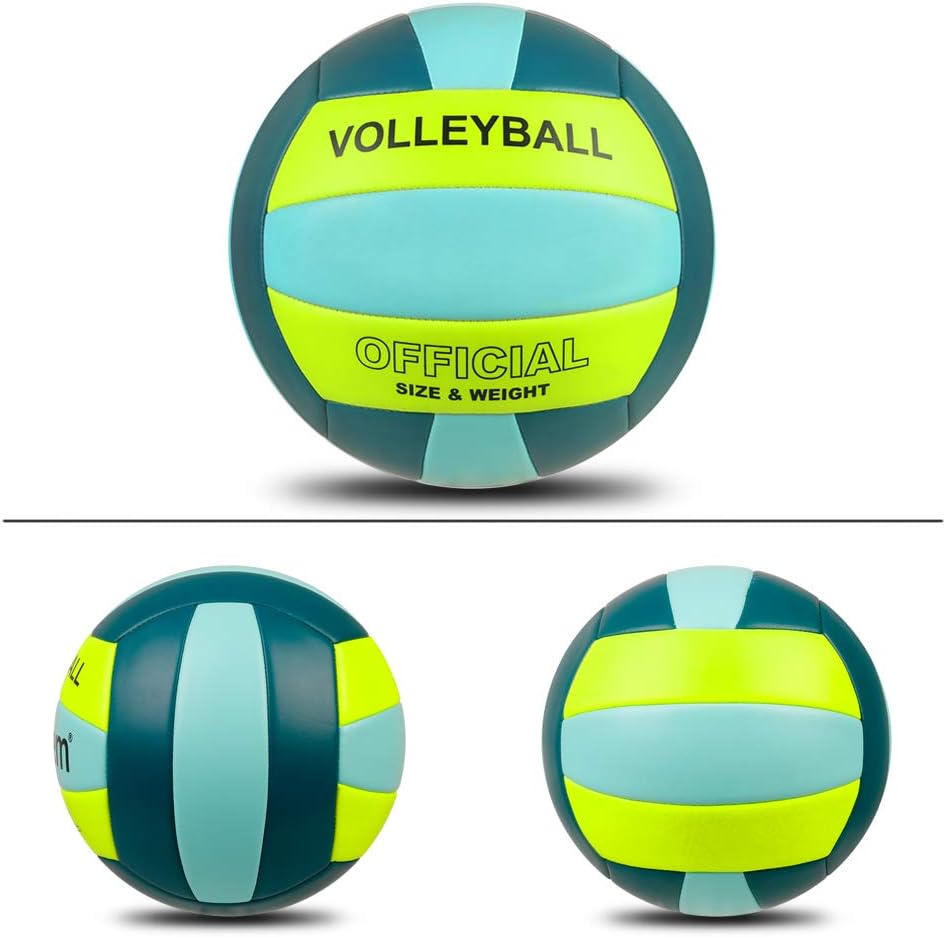 Volleyball Size 5 PU Leather Soft Indoor Outdoor Volleyballs Sports Training Game Play Ball for Beginner, Teenager, Adult, 8.2