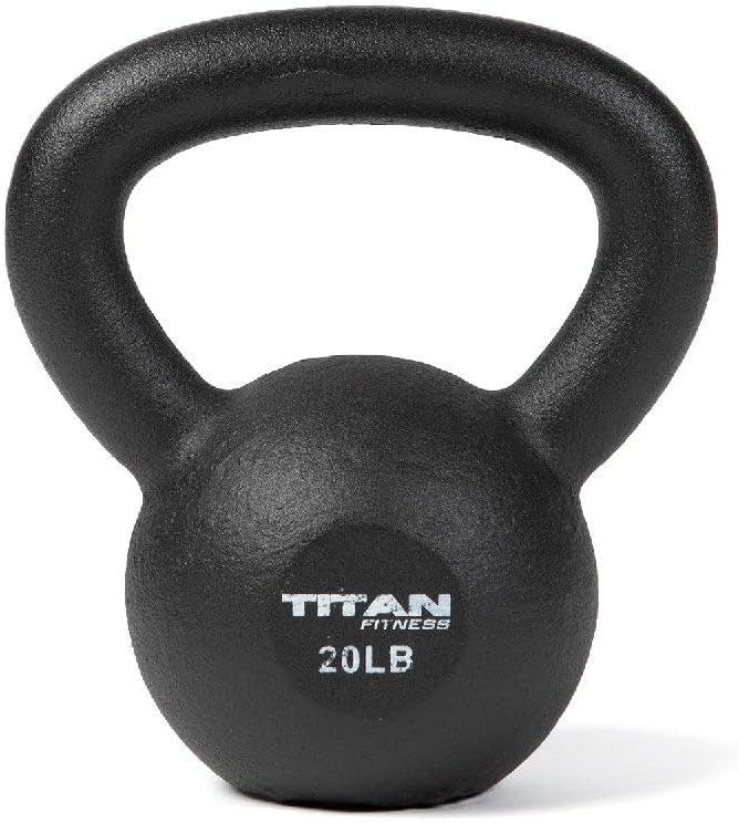 Titan Fitness 20 LB Cast Iron Kettlebell, Single Piece Casting, LB Markings, Full Body Workout