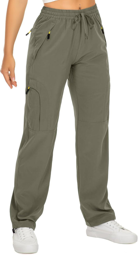 Womens Hiking Pants Quick Dry UPF 50 Lightweight Travel Golf Cargo Safari Pants Zipper Pockets
