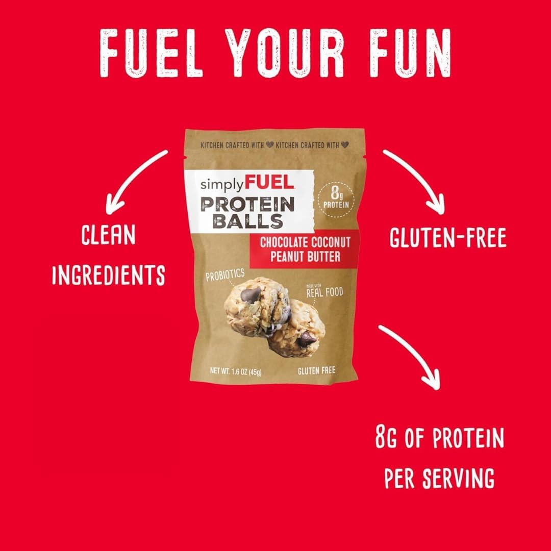 simplyFUEL Ultimate Protein Ball Variety Pack - Whole Food Balls with Probiotics - 8g Protein Snack - Gluten Free Energy Balls (10 Packs)