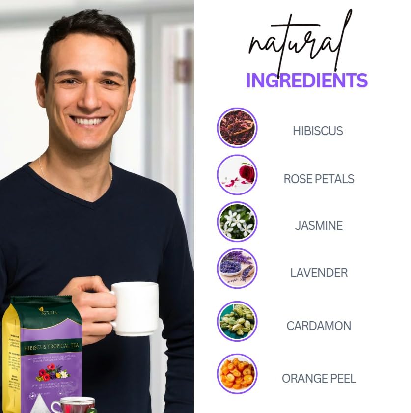 Attaya Hibiscus Tropical Herbal Tea Bags | Lowers Blood Pressure & Supports Heart Health | PCOS | Liver Health | Cholesterol | Antioxidants & Vitamin C | Caffeine Free | non-GMO | 35 Pyramid Tea Bags