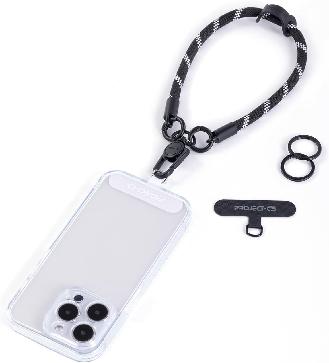 project-cb Phone Wrist Strap 1,Tether Tab 2,Phone Wristlet,Lanyard Wrist Strap,Key Holder,KeyChain,KeyRing×2(Blackshadow)