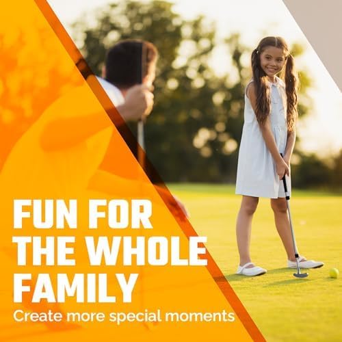 Kids Putter Set with Extendable Shaft – Adjustable Mini Golf Putter for Junior Golfers – Left & Right-Handed Training Club – Includes 3 Balls – Silver, 17"-35"