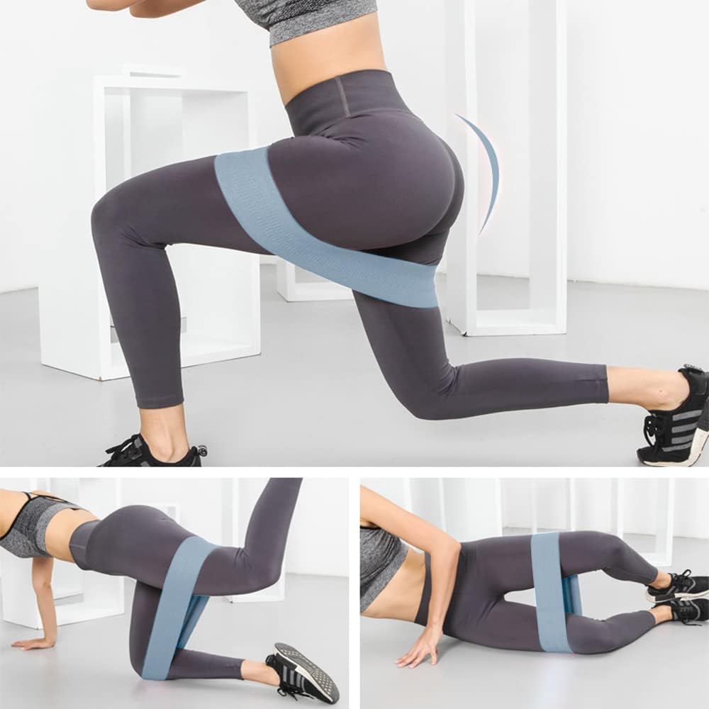 Hatha Yoga Large Resistance Band,14.5" x3.15",Fabric Exercise Loop Bands with Instruction Guide and Carry Bag, Set of 3.