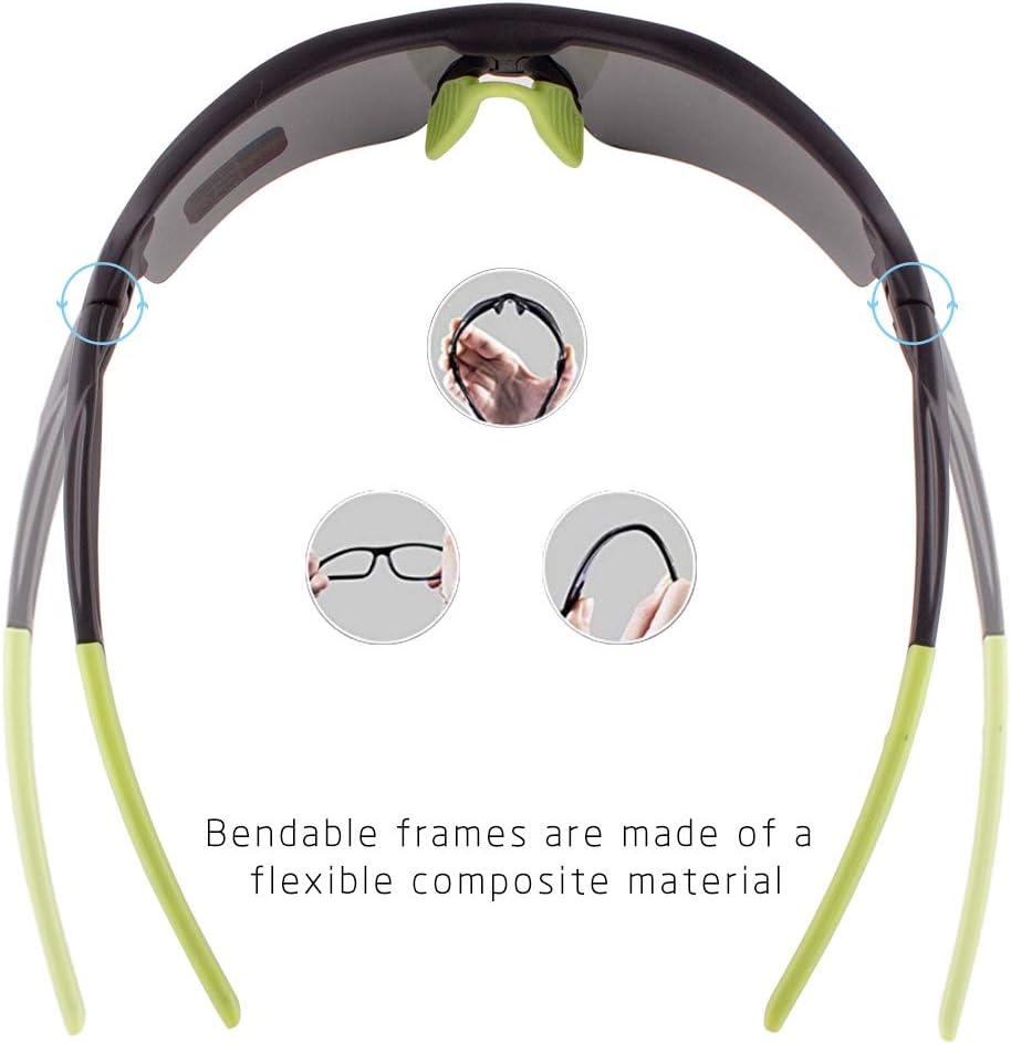 BangLong Polarized Sports Sunglasses Cycling Sun Glasses for Men Women with 5 Interchangeable Lenes for Running Baseball Golf