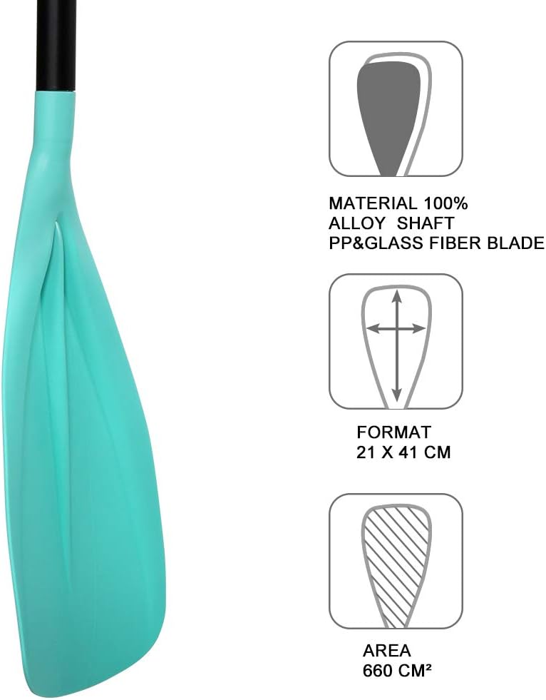 SUP Paddle - 3-Piece Adjustable Aluminium SUP Paddle with Glass Fiber Blade for Surfing, Floating, Water Sports