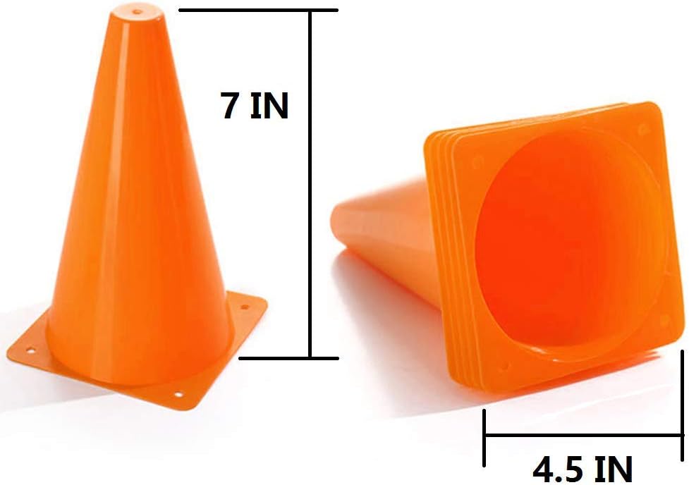 Soccer Cones (7 Inch 25 Pack), Agility Training Sports Cone Plastic with Carry Bag for Kids Football Basketball Drills Field Markers,