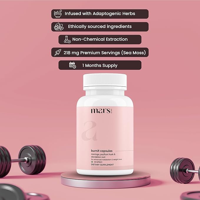 Mars BurnIt Capsules | Enriched with Psyllium Husk, Moringa & Dandelion Root | Supports Digestion, Detox & Weight Management (Pack of 2)