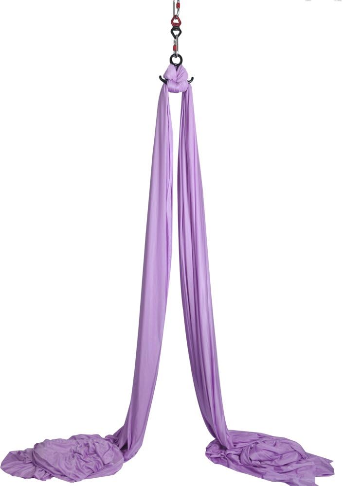 DASKING Aerial Silks Starter Kit - Durable 11Yards of Aerial Yoga Hammock with Hardware, Aerial Swing for Acrobatic Flying Yoga & All Levels (Aerial Rigging Point Up to 14ft)