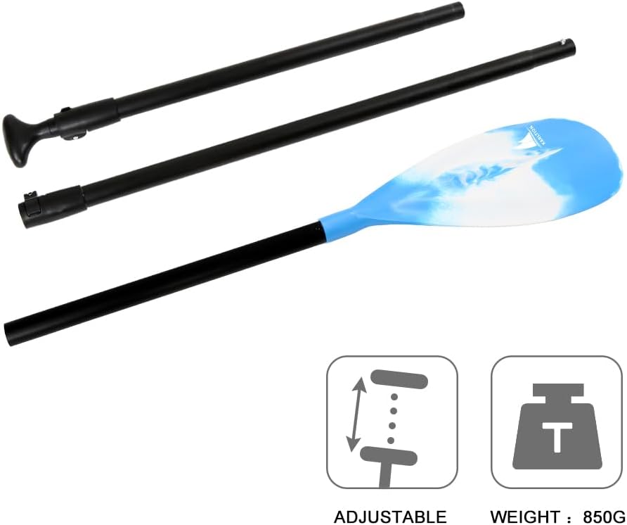 SUP Paddle - 3-Piece Adjustable Aluminium SUP Paddle with Glass Fiber Blade for Surfing, Floating, Water Sports