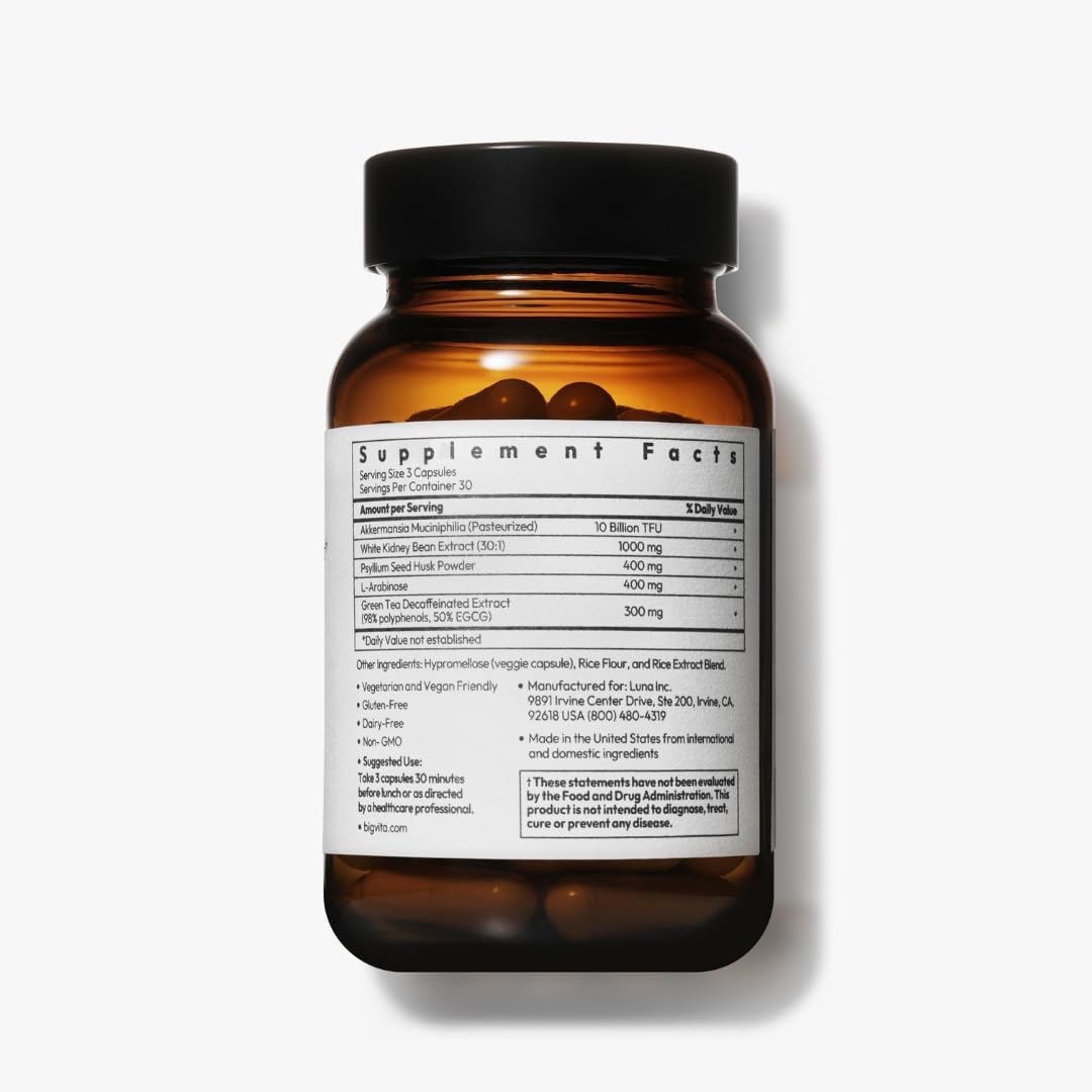 BigVita Slim+ | Supports Healthy Metabolism, Gut Health & Carb Blocking - Vegan, Hormone-Free, 90 Capsules