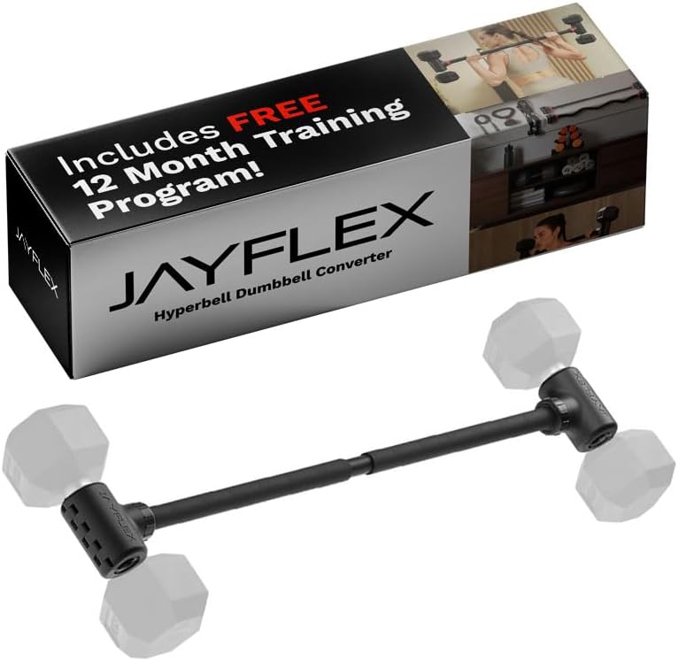 Jayflex Hyperbell Dumbbell Converter - Convert Dumbbells to Barbell Set and Kettlebell for Home Fitness - Adjustable & Up to 200 lb Capacity Weight Barbell for Weight Lifting