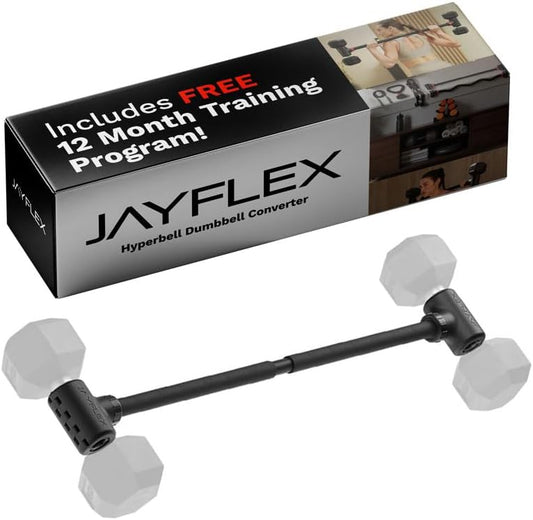 Jayflex Hyperbell Dumbbell Converter - Convert Dumbbells to Barbell Set and Kettlebell for Home Fitness - Adjustable & Up to 200 lb Capacity Weight Barbell for Weight Lifting
