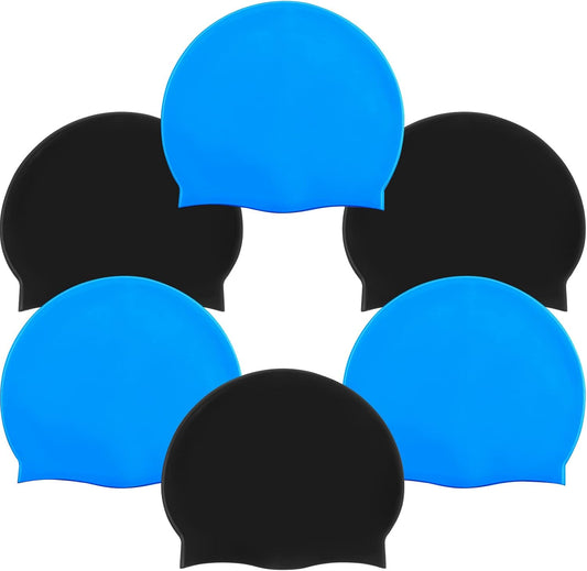 Syhood 6 Pieces Unisex Adult Silicone Swim Cap Waterproof Swimming Hat Non Slip Pool Hat Elastic Silicone Cap for Long and Short Hair
