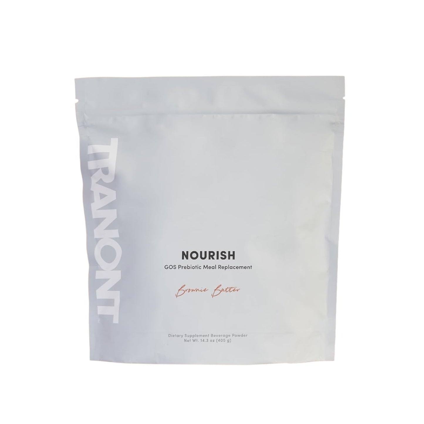 Tranont Nourish GOS Prebiotic Meal Replacement Shake | Brownie Batter Flavor | 14.3 oz | Supports Gut Health & Skin Care | Packed with Vitamins & Minerals | Vegan | Protein Powder | Vitamin C and B