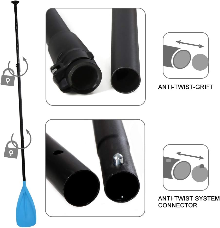 SUP Paddle - 3-Piece Adjustable Aluminium SUP Paddle with Glass Fiber Blade for Surfing, Floating, Water Sports