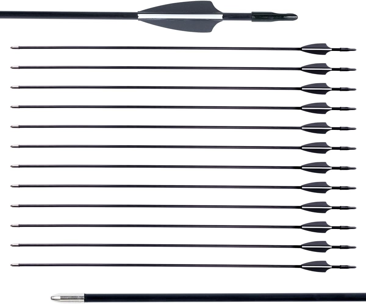 LWANO 28" Fiberglass Arrows - Archery Practice Target Arrows with Blunt Tips Durable Shaft for Youth Kids Children Beginners on Recurve&Long Bows(Pack of 12)