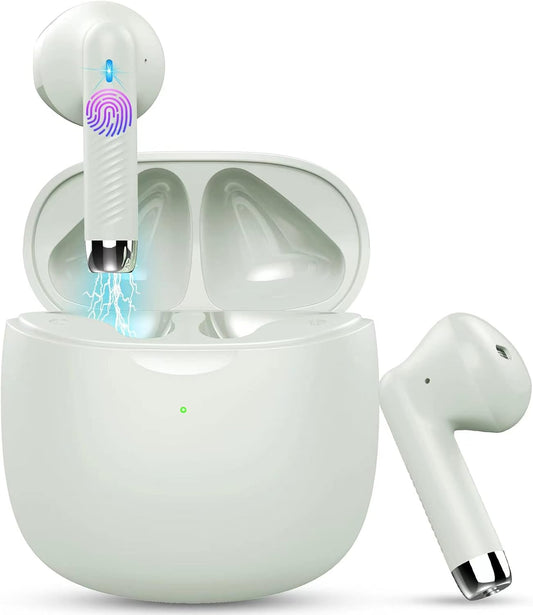 Wireless Earbuds, Bluetooth 5.4 Earbuds Stereo Bass, Bluetooth Headphones in Ear with Noise Cancelling Mic, Earphones IP7 Waterproof Sports, 32H Playtime USB C Charging Green Ear Buds for Android iOS