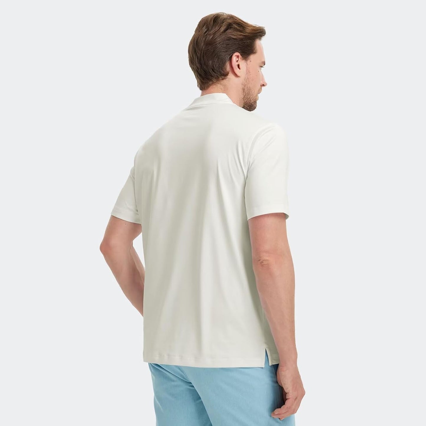 M MAELREG Collarless Golf Shirts for Men Dry Fit Moisture Wicking Performance Solid Casual Mens Henley Shirts Short Sleeve