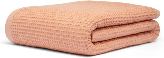 GOTS Certified Organic Cotton Waffle Weave Blanket, King Bed Blanket,108"X90" Cozy Throw Blanket for Couch, Modern Home Decor, Throw Blankets,Comfy Waffle Blanket, Soft Bed Blankets -Sun Bay