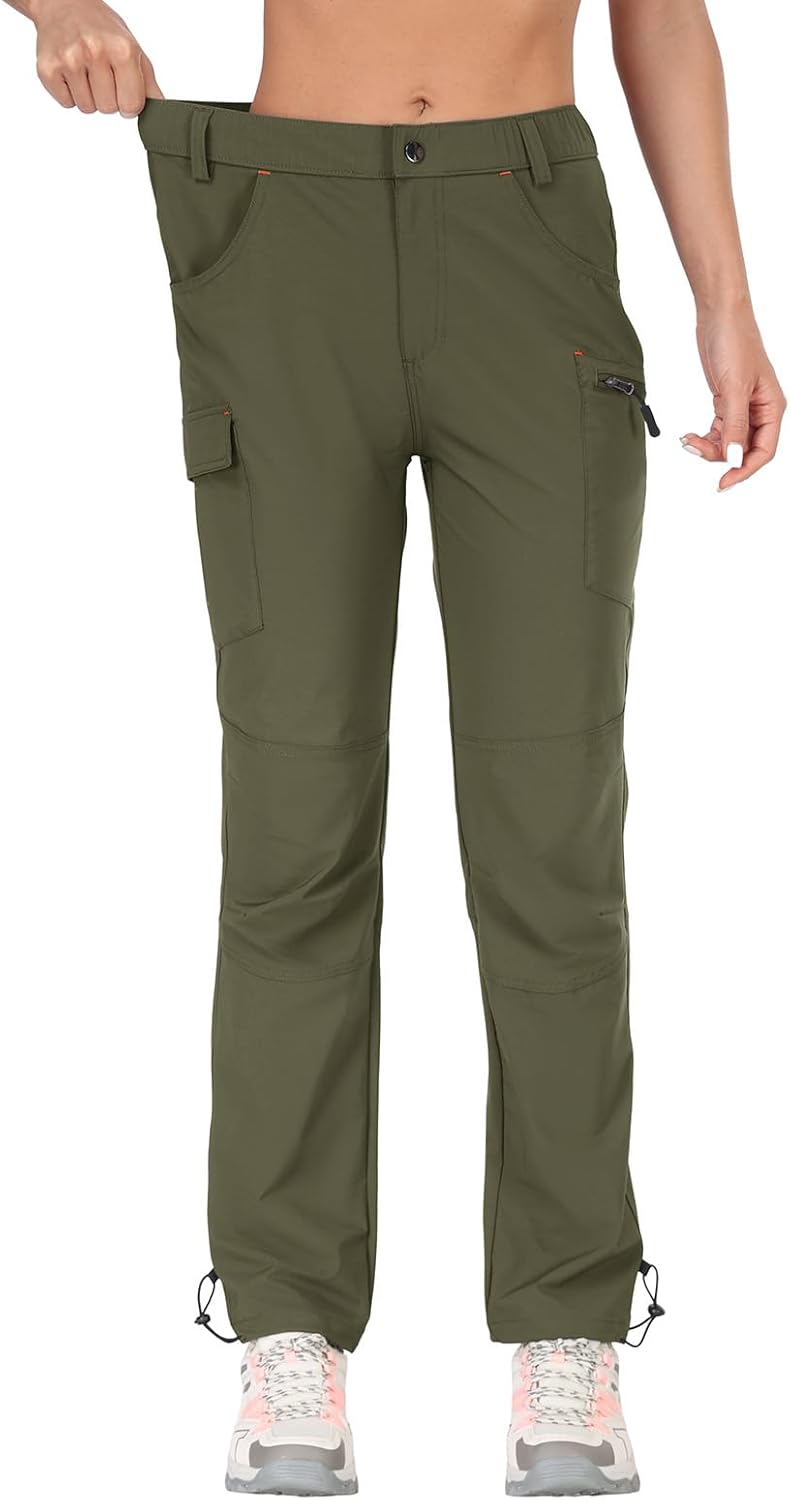 GymBrave Women's Hiking Cargo Pants Quick Dry Outdoor Camping Capris Water Resistant UPF 50 with Zipper Pockets