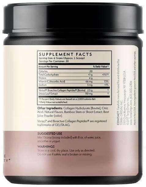 TERRA ORIGIN Collagen Hydrolyzed Peptide Powder | Supports Healthy Skin, Hair, and Nails | with Verisol and Vitamin C for Women and Men | Acai Berry