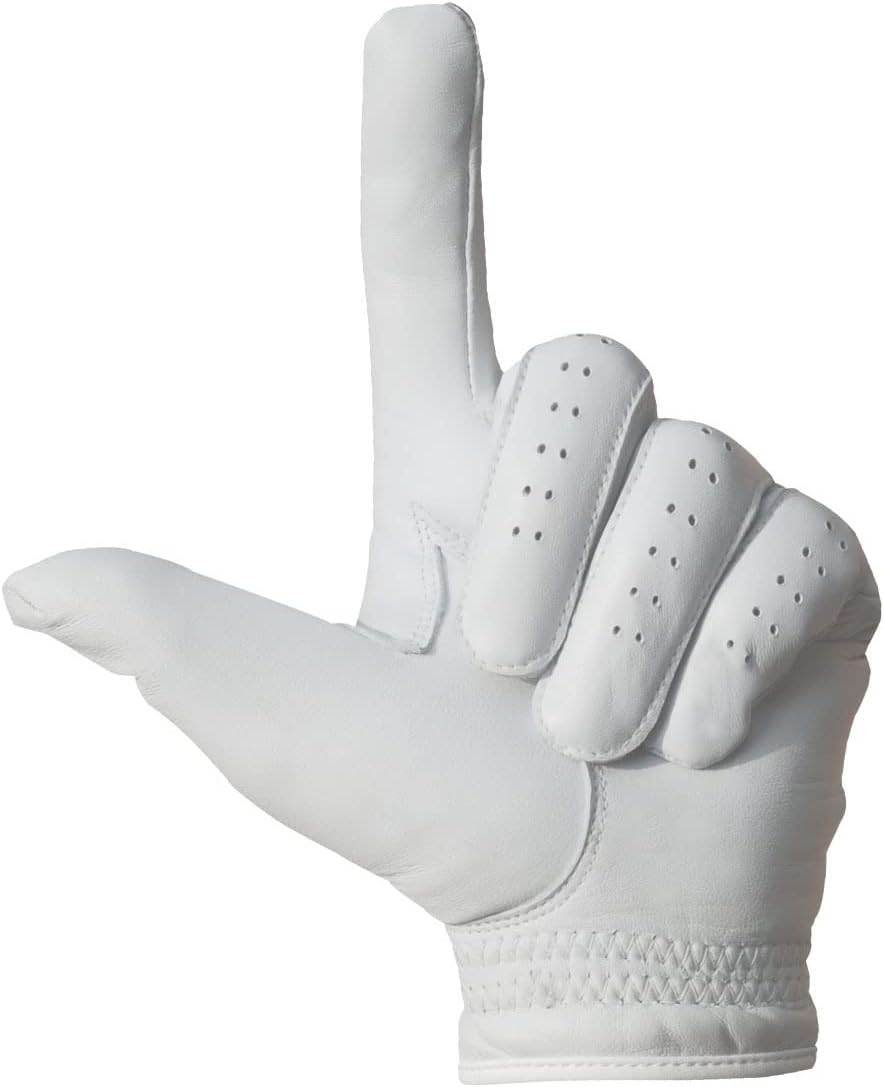 SportsImpex Golf Men's Golf Gloves Genuine Leather White Unlined Pack of 2