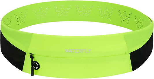 WATERFLY Running Belt Fanny Pack: Slim Waist Bag for Men Women, Workout Fitness Phone Holder for Exercise Marathon Jogging-Fluorescent Green