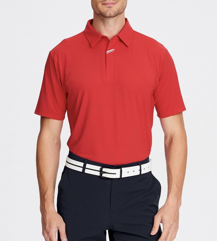 Damipow Premium Golf Shirts for Men Dry Fit Performance Polo Short Sleeve Collared Shirt