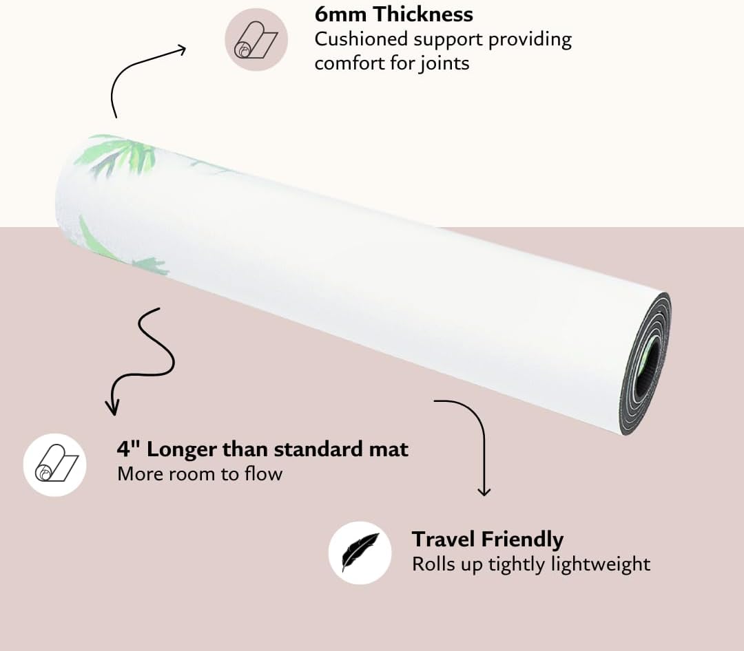 TPE Yoga Mat - Artist Designed, Premium eco friendly mats, Non Slip, Non toxic, Great For Regular & Hot Yoga, Pilates and Workouts (72 inch x 24 inch x 6mm thick)