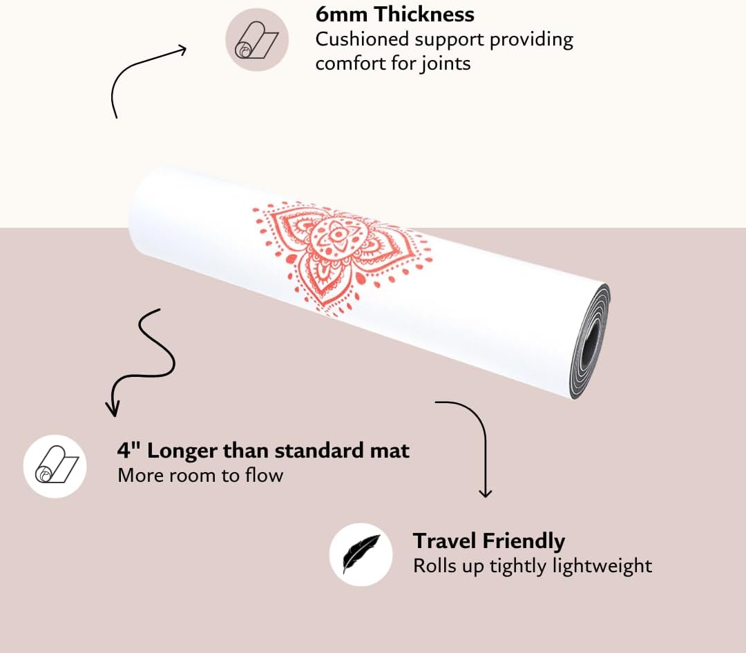 TPE Yoga Mat - Artist Designed, Premium eco friendly mats, Non Slip, Non toxic, Great For Regular & Hot Yoga, Pilates and Workouts (72 inch x 24 inch x 6mm thick)