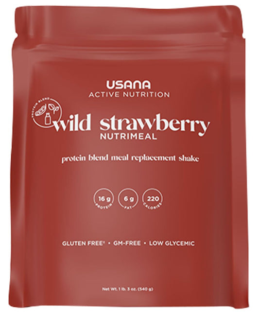 USANA Nutrimeal Meal Replacement Shake - Wild Strawberry - NON-GMO - Gluten Free - Low Glycemic - 540 Grams - 9 Servings
