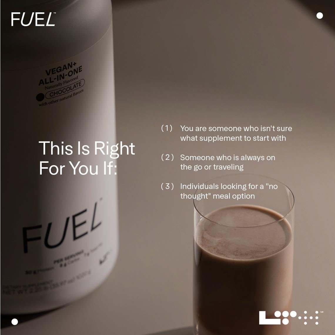 LTH Fuel Vegan & All-in-One - Trusted by Life Time Fitness Members - 30g Protein - Plant-Based Protein Meal Replacement - Vitamins, Minerals, Digestive Enzymes & Probiotics - Chocolate, 20 Servings