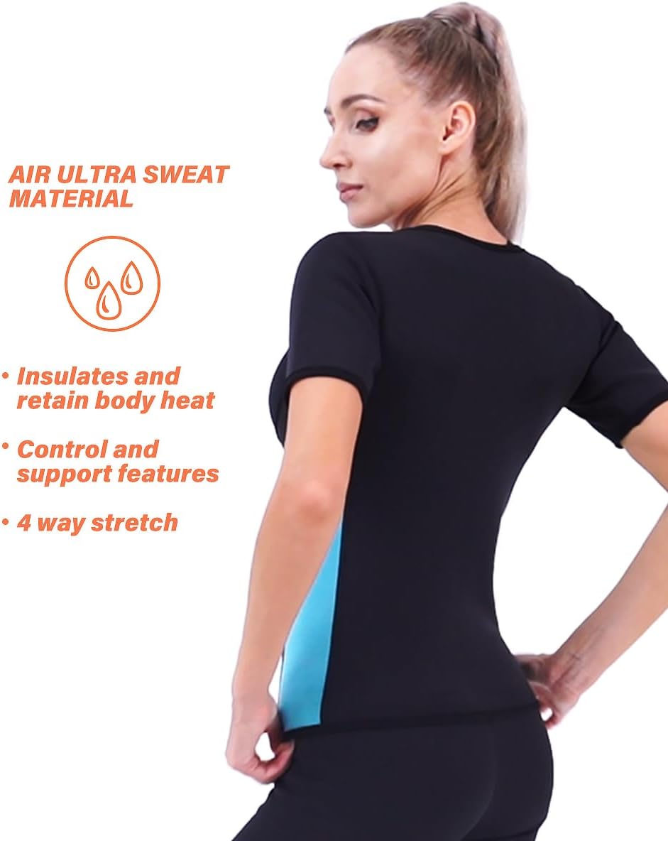 NonEcho Women Sauna Sweat Suit Sleeve Spa Cami Hot Neoprene Slimming Workout Vest Body Shaper Waist Trainer Top