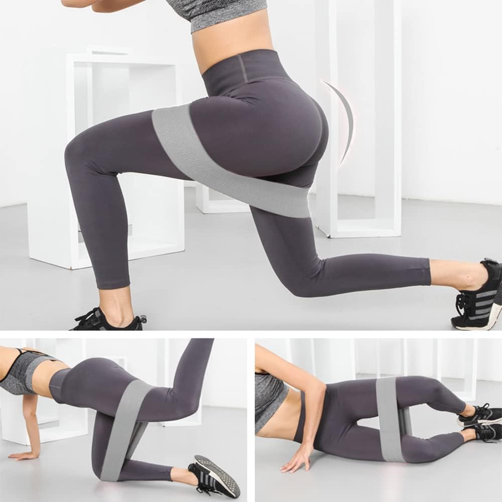 Hatha Yoga Large Resistance Band,14.5" x3.15",Fabric Exercise Loop Bands with Instruction Guide and Carry Bag, Set of 3.