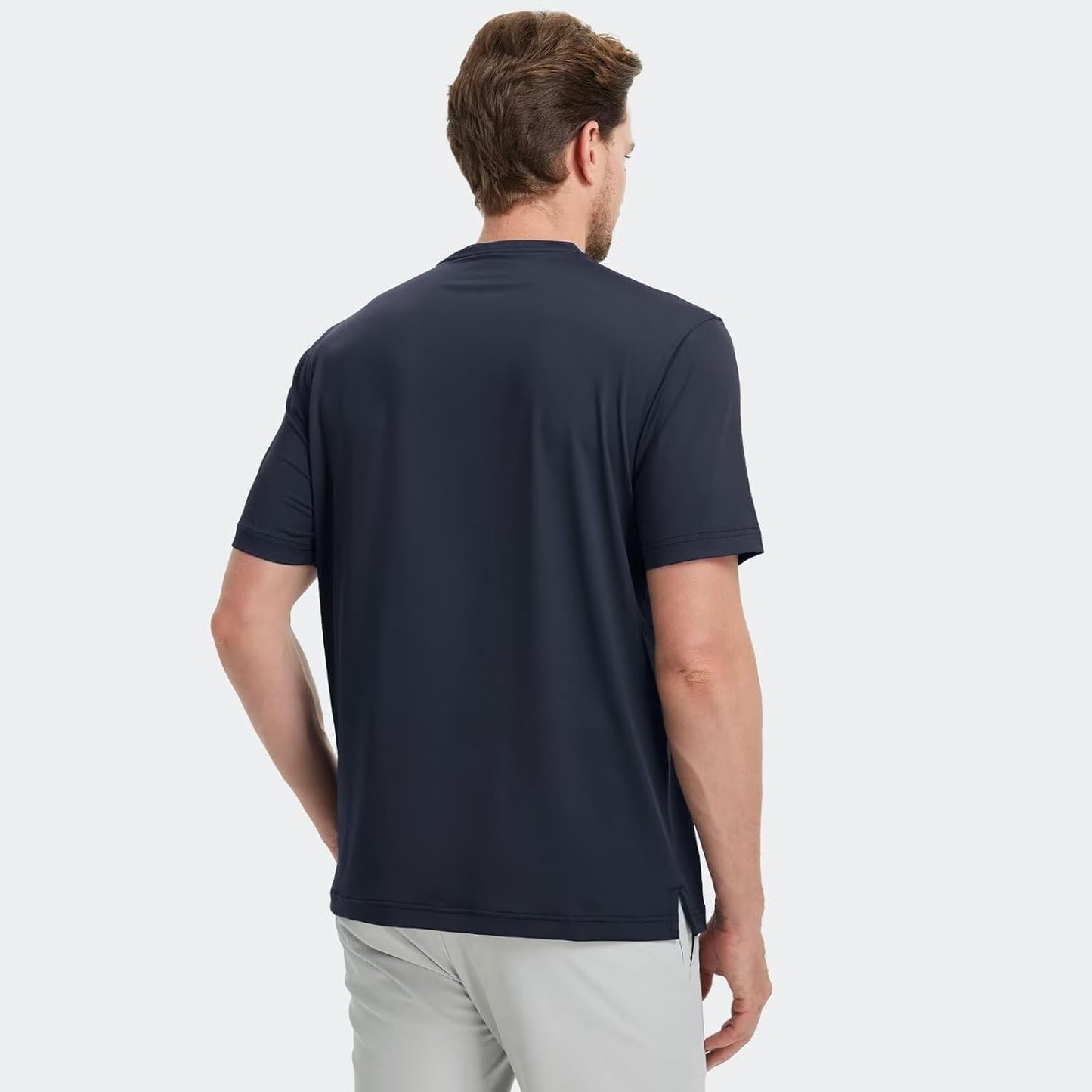 M MAELREG Collarless Golf Shirts for Men Dry Fit Moisture Wicking Performance Solid Casual Mens Henley Shirts Short Sleeve