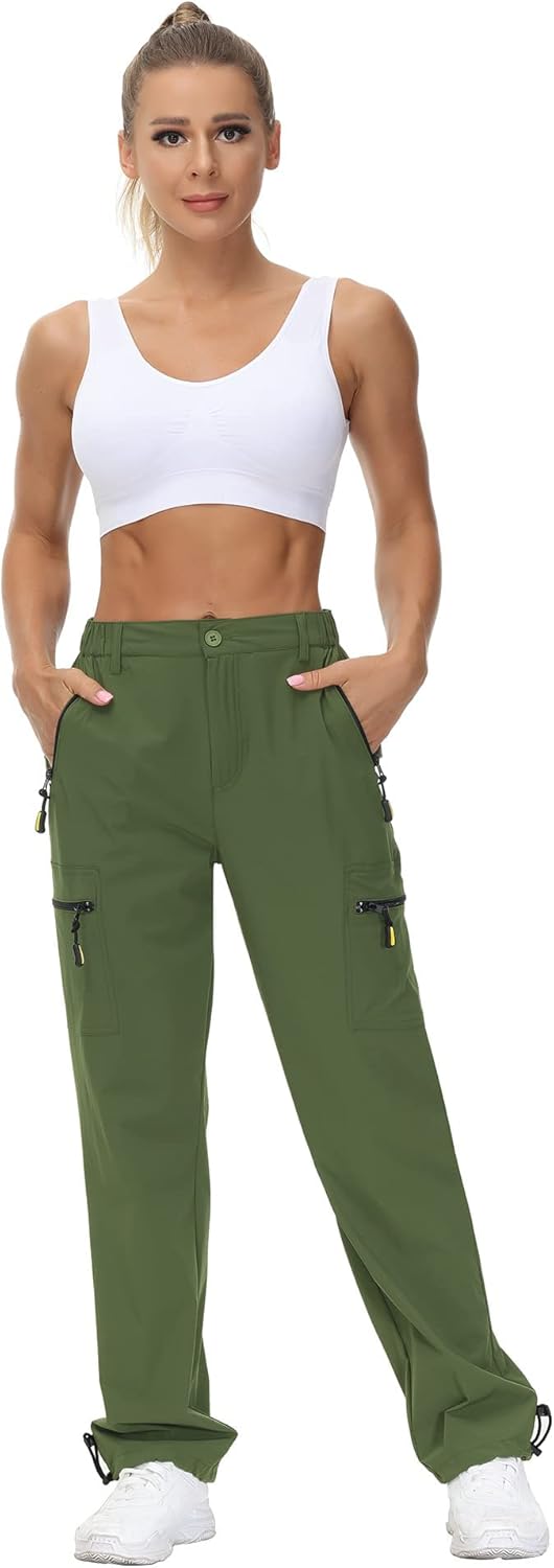 VVK Women's Hiking Cargo Pants Lightweight Quick Dry Outdoor Athletic Pants Camping Climbing Golf Zipper Pockets