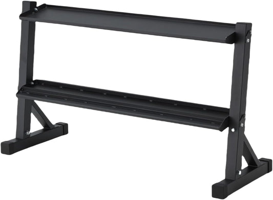 2-Tier 48" Dumbbell and Kettlebell Rack for Home Gym, 1000LBS Weights Storage for Free Weights, Dumbbells, Kettlebells and Medicine Ball