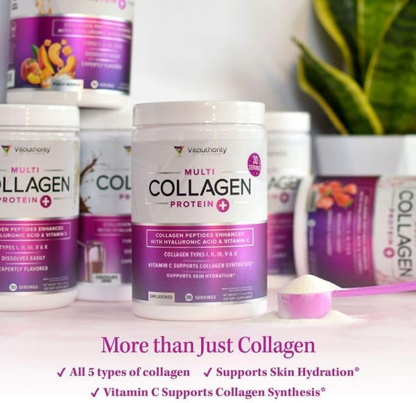 Multi Collagen Peptides Powder for Women - Hydrolyzed Flavored Collagen Powder for Women with Types I II III V & X Vitamin C & Hyaluronic Acid for Hair Skin and Nails (Pina Colada) - 30 Servings