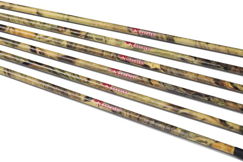 Archery 30" 32" 400 500 Spine Carbon Hunting Arrows Turkey Feather for Compound Recurve Bow Longbow Practice Target Camo Arrow Pack of 12PCS