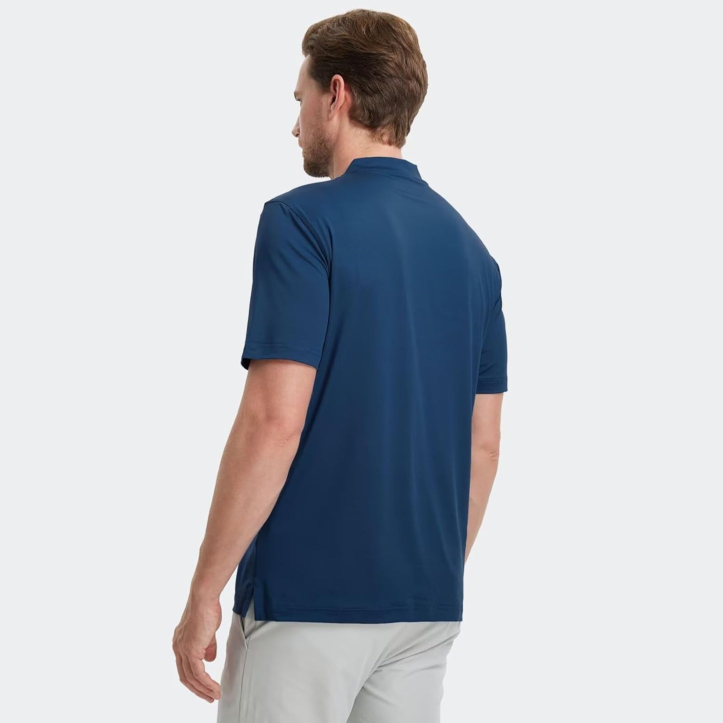 M MAELREG Collarless Golf Shirts for Men Dry Fit Moisture Wicking Performance Solid Casual Mens Henley Shirts Short Sleeve