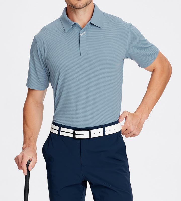 Damipow Premium Golf Shirts for Men Dry Fit Performance Polo Short Sleeve Collared Shirt