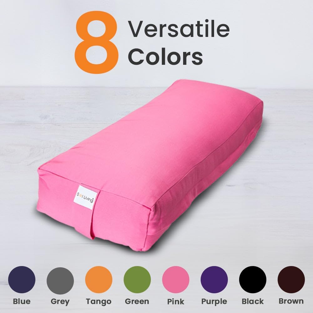 Sol Living Yoga Bolster Pillow Rectangular Meditation Cushion Cotton Meditation Accessories for Restorative Yoga Meditation Pillow Yoga Pillow Firm Body Pillow Bolster Pillow for Legs Removable Cover