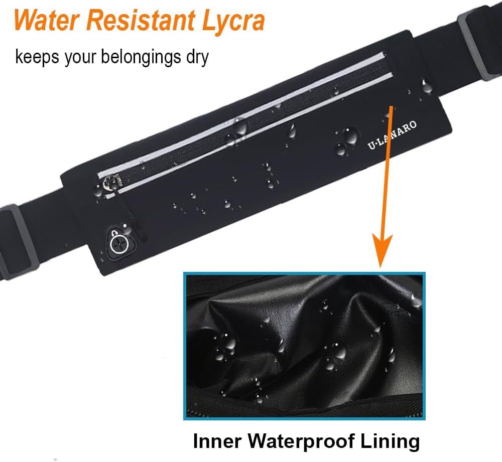 Slim Running Belt Fanny Pack for Men Women, Running Phone Holder Runners Pouch Waist Pack for Workout, Money Belt, Running Gear Accessories [Fits ALL Phones]
