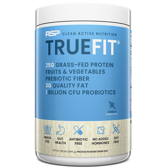 TrueFit Gut Healthy Protein Powder, Grass-Fed Whey Meal Replacement Shake with Prebiotics, Probiotics, & Organic Superfoods, Keto, Gluten Free 1.85 lbs