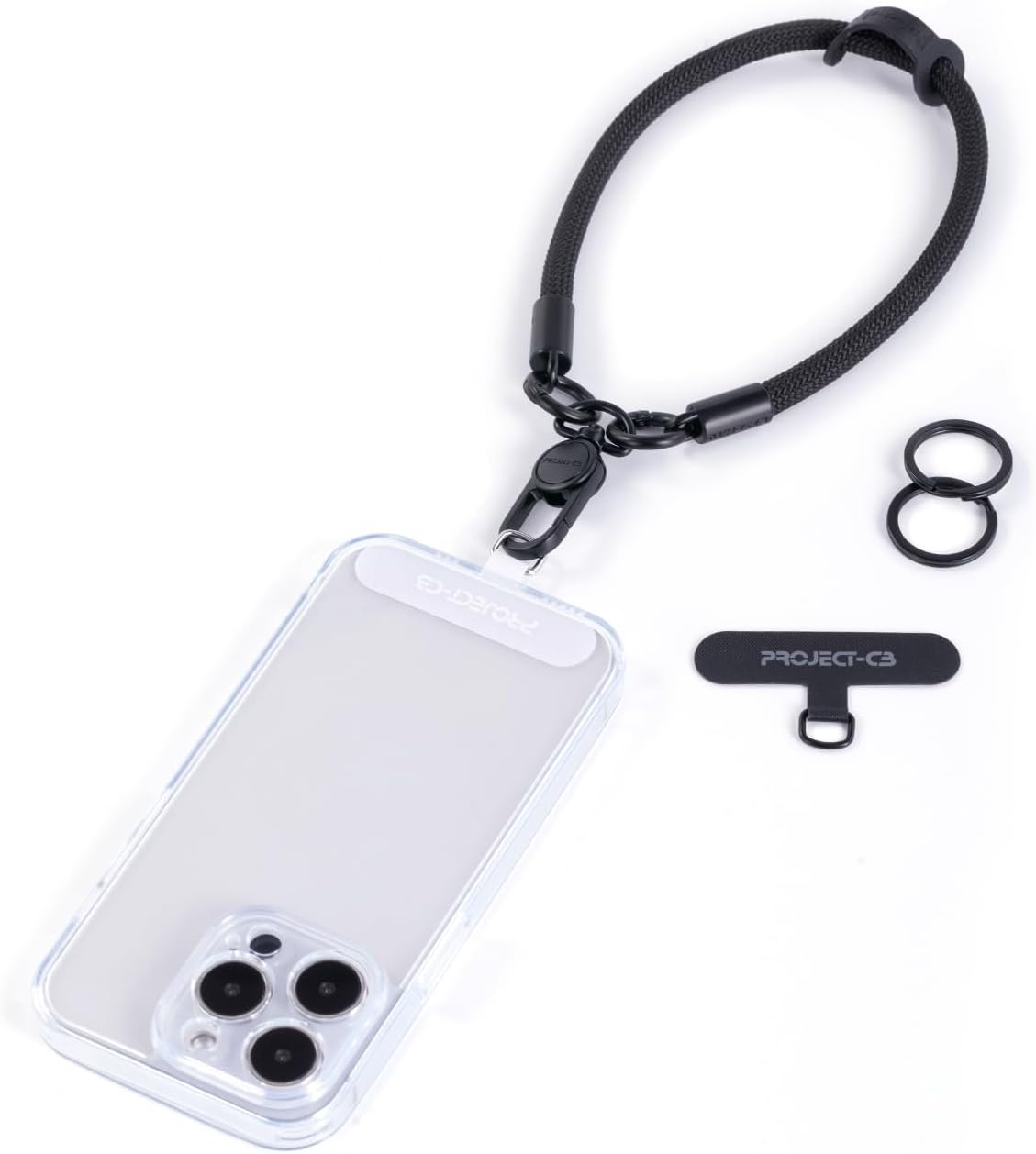 project-cb Phone Wrist Strap×1,Phone Tether Tab×2,Phone Wristlet,Phone Lanyard Wrist Strap,Key Holder,Keychain,Key Ring×2 (Black)