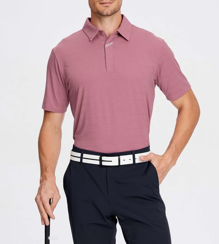 Damipow Premium Golf Shirts for Men Dry Fit Performance Polo Short Sleeve Collared Shirt