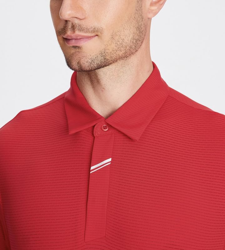 Damipow Premium Golf Shirts for Men Dry Fit Performance Polo Short Sleeve Collared Shirt